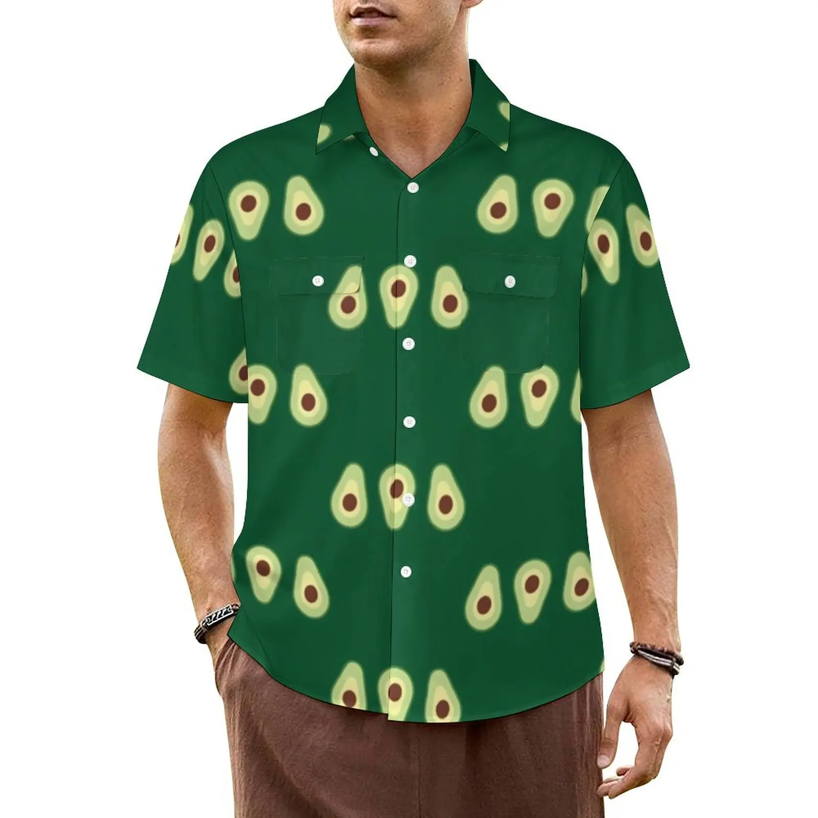 

Avocado Print Beach Shirt Man Kawaii Fruit Vintage Casual Shirts Hawaii Short Sleeve Streetwear Oversized Blouses Gift Idea