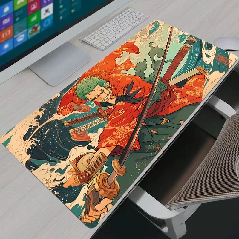 Anime Gaming Zubehör Mousepad Großer Teppich Gamer PC HD Computer Mauspad Tastatur Schreibtisch Matte Mousepad One Piece Zoro