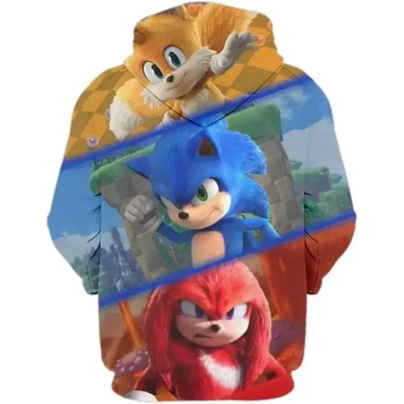 Conjunto de pareja con estampado de Sonic de dibujos animados, Sudadera con capucha a la moda, conjunto de pantalones deportivos geniales de talla grande europea y americana