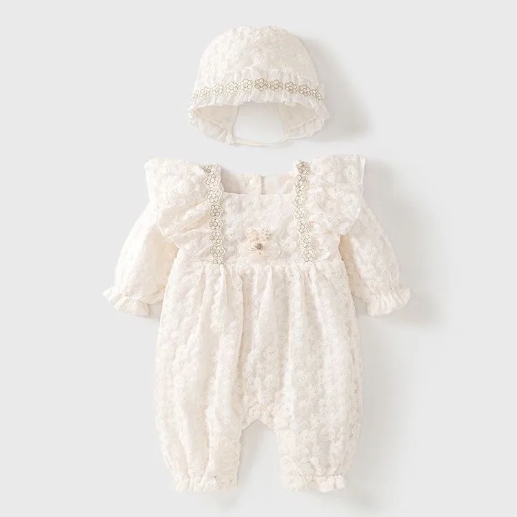 Long Sleeved Spring Autumn Newborn Baby Jumpsuit Cute Stylish Princess Hundred Days Birthday Rompers 2025 New