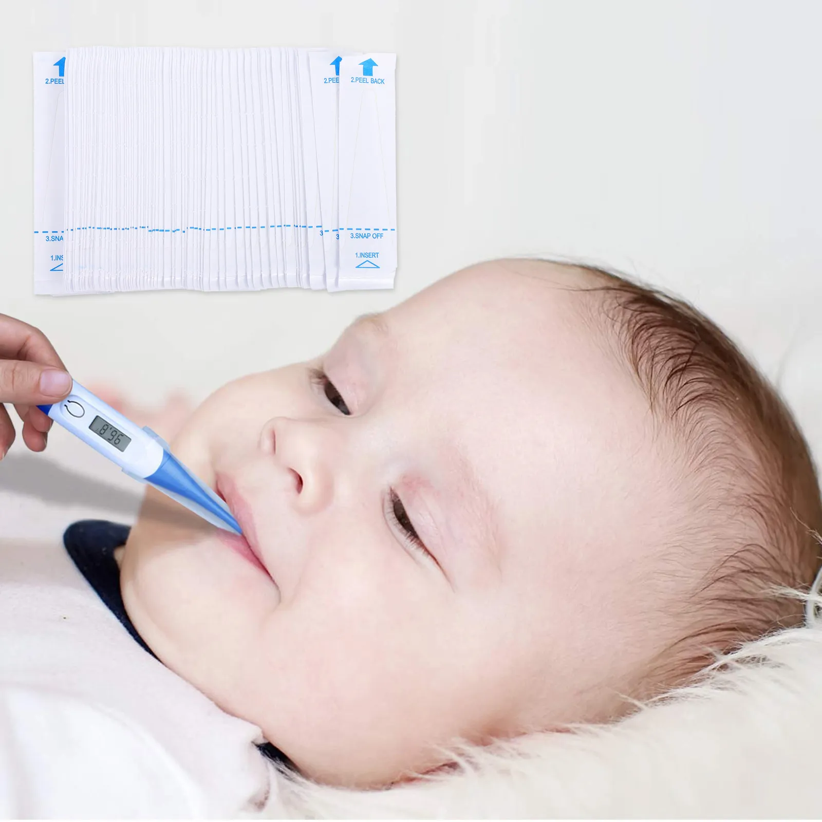 100pcs Disposable Thermometer Covers Universal For Digital Oral Rectal Electronic Thermometer Sleeves Hygienic Refill Pack Home