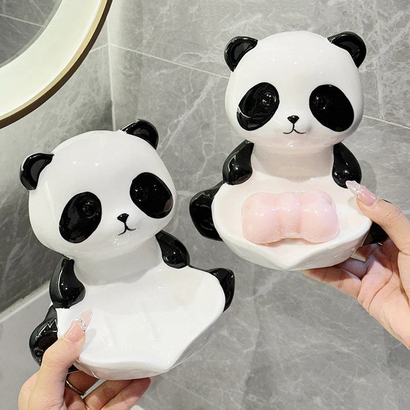 

Creative Panda Drain Soap Box with No Water Accumulation Soap Box Standing, No Punching, Bathroom, Toilet Soap Dish, Home Use