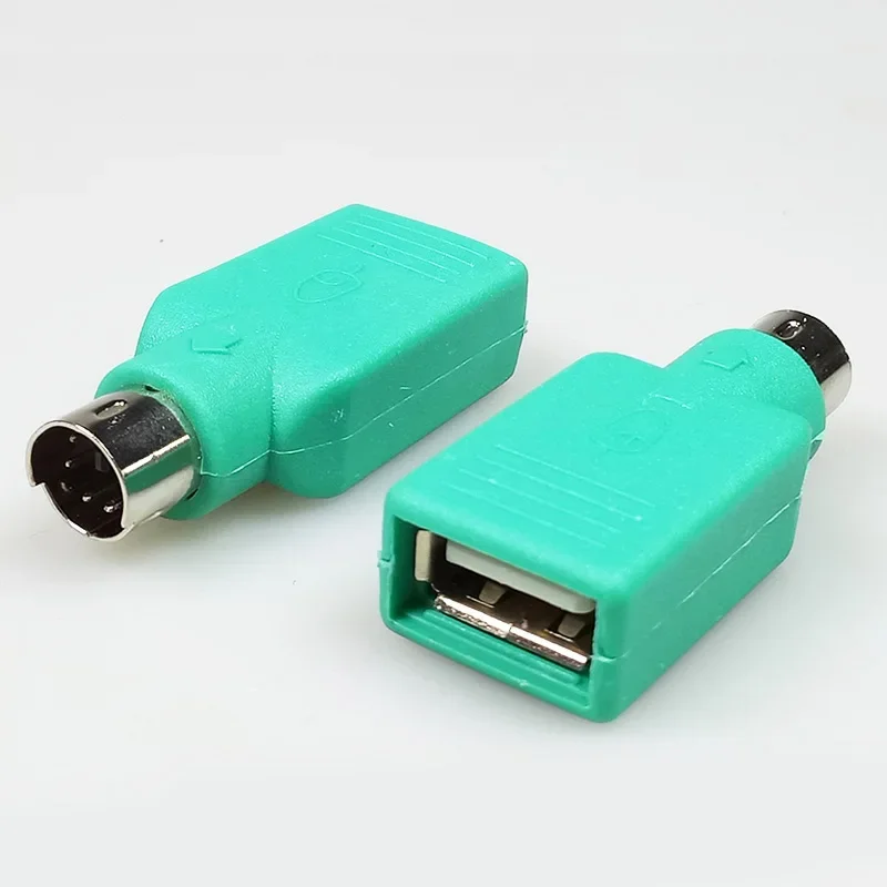 10pcs USB Female Jack to 6Pins DIN PS2 Male Plug Cable Adapter Cyan Color for Computer Mouse Keyboard Connector Converter DIY