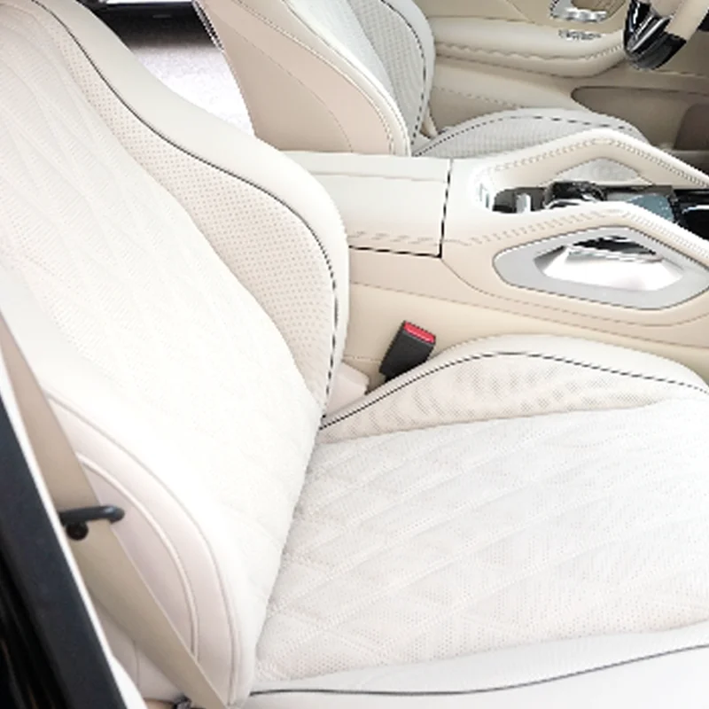 Full-Car Seat Covers Replacement for Mercedes-Benz GLE350 Coupe -- Pearl Silver Gray with Beige(Six-seater)