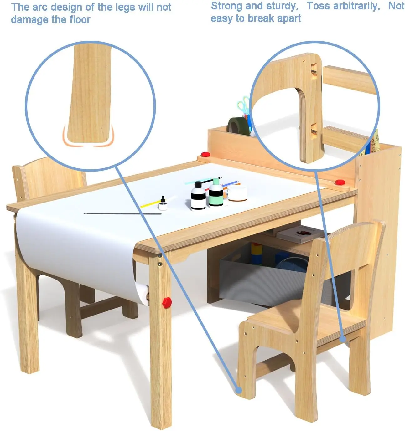 Стол и 2 стула, деревянный стол для рисования, активность и поделки, детская мебель, 42x23