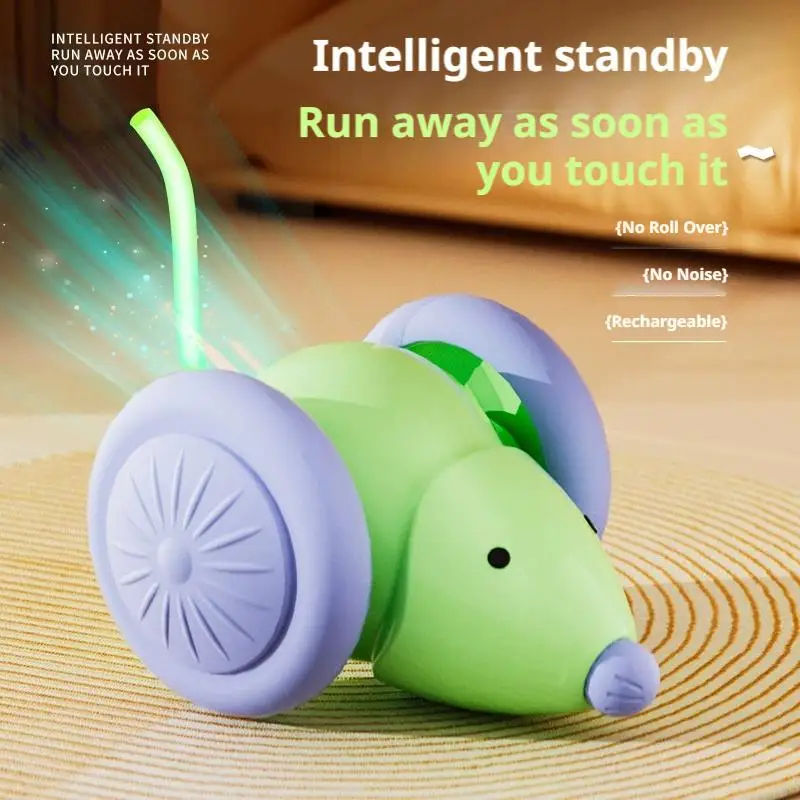 Electric Mouse Car Interactive Cat Toy Rechargeable Automatic Kitten Toy Intelligent Obstacle Avoidance Pet Toy