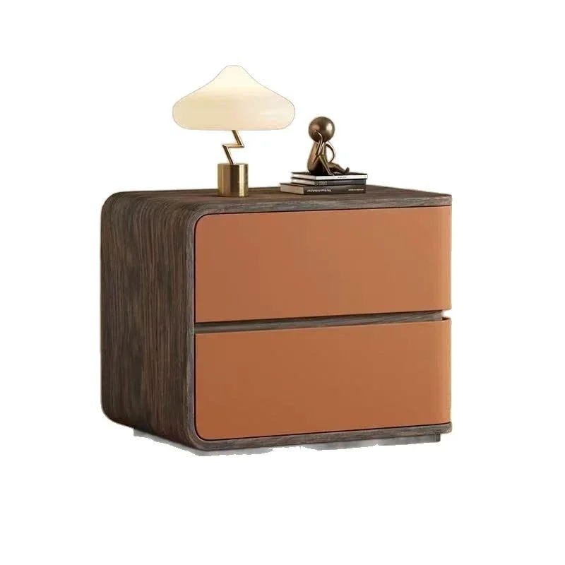 Walnut grain solid wood light luxury high-end creative modern simple bedside locker