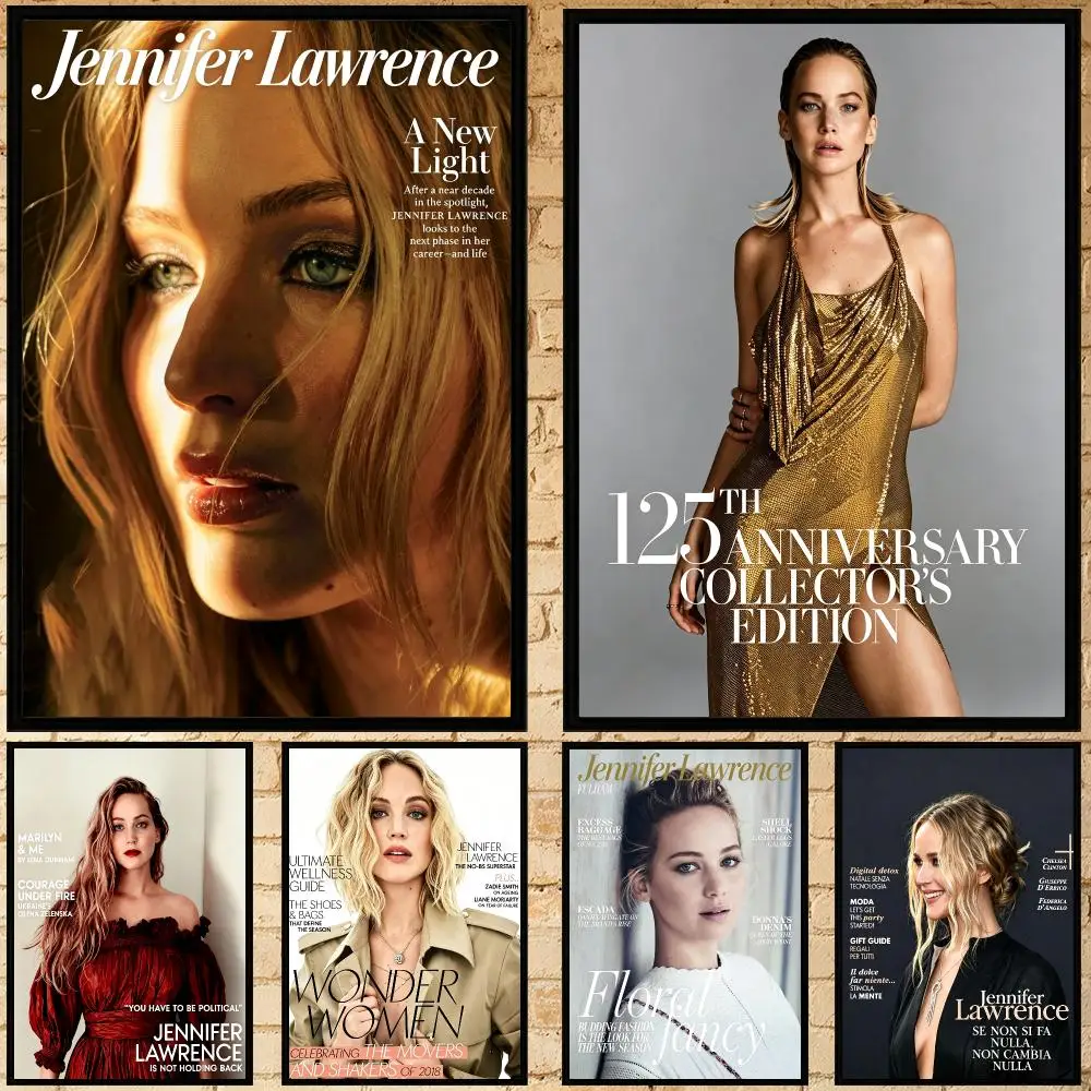 actress Jennifer Lawrence Poster Poster HD Waterproof Self-adhesive Art Print Wall Decor for Bedroom Living Room Gift