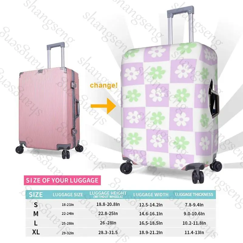 Travel suitcase protective case, suitcase cover, elastic protection, washable Luggage cover, 18-32 in Checkerboard Flower