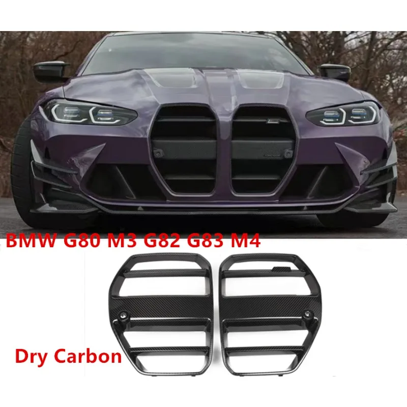 Dry Carbon Fiber Front Bumper Grille for BMW G80 M3 G82 G83 M4 2021 2022 2023 ST Style Front Hood Kidney Grill