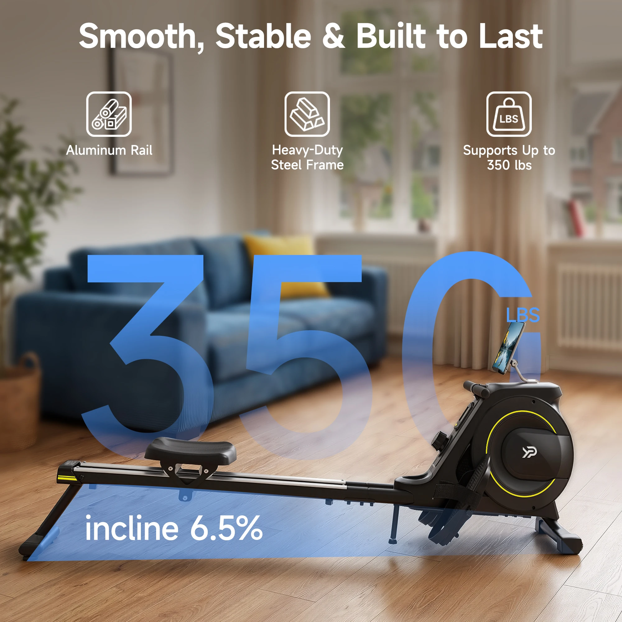 Magnetisches Rudergerät – 350 LB Kapazität, bequemes Sitzkissen, 16 Widerstandsstufen, faltbares, kompaktes Design, Aluminiumlegierung, nicht wiederaufladbar, ideal für Heimfitness und als Geschenk