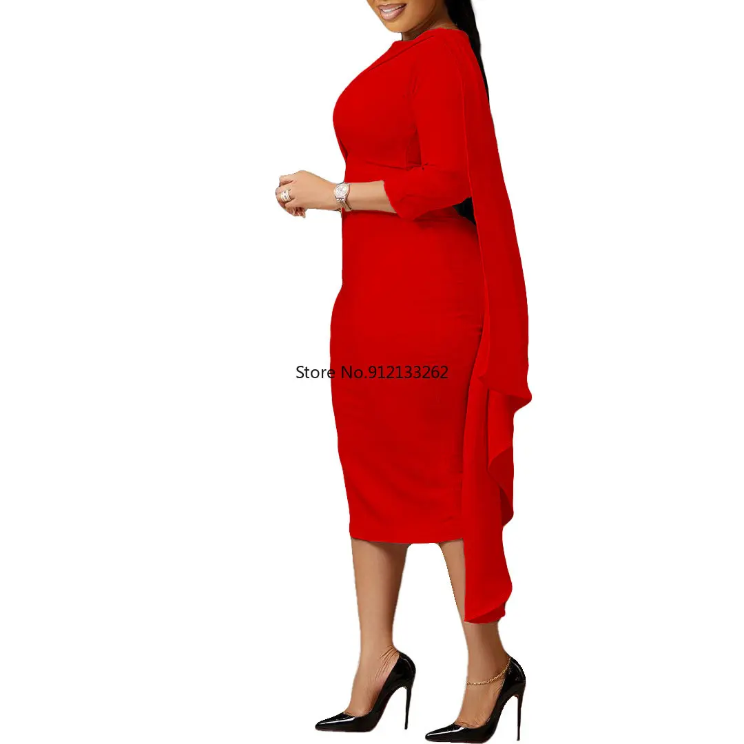 Vestido africano Dashiki de manga larga para mujer, traje Sexy con cuello redondo, informal, a la moda, para verano, 2024