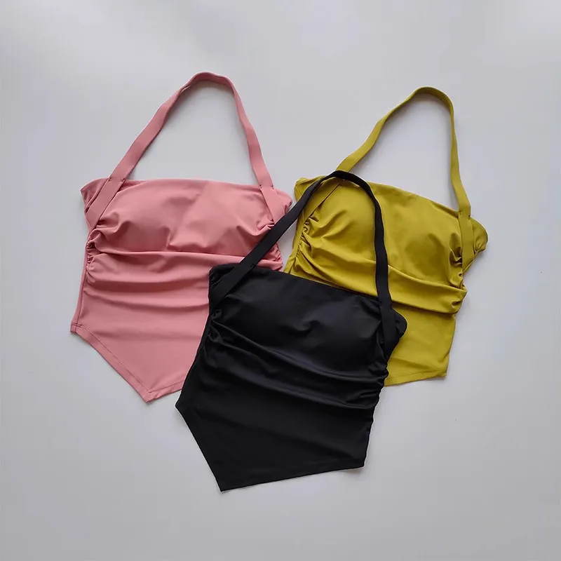 2023 Fashion Sports Bra For Women Hanging Neck Fitness Top Seamless Yoga Bra Gym Crop Top Bras Push Up Sport Bra  Workout Top