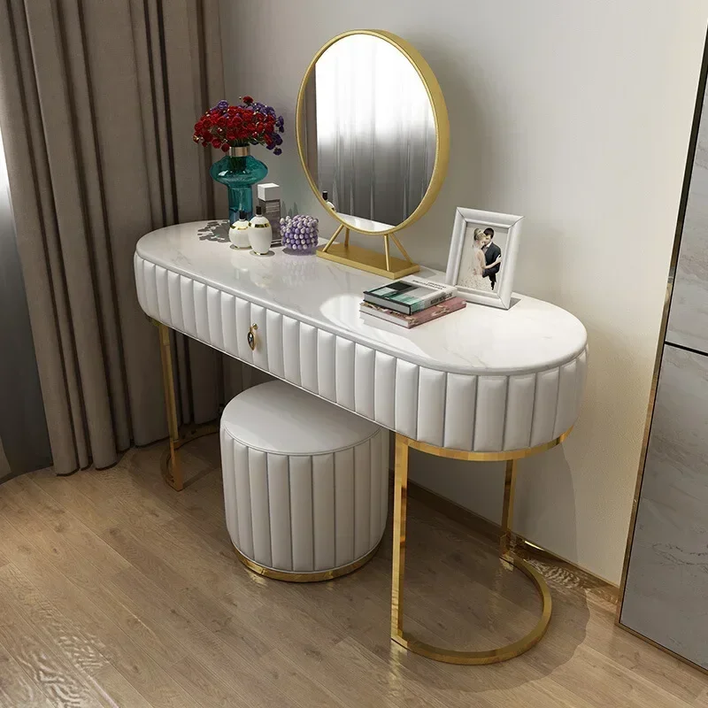 

Luxury Modern Dressers Nordic Bedroom Penteadeira Dressing Table LED Mirror Makeup Cabinet Bedroom Storage Vanity Furniture