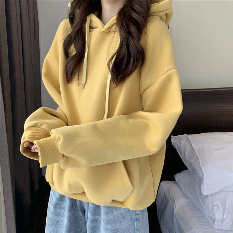 

Solid Color Hooded Sweater Women Loose Spring and Autumn 2025 New Top Long Sleeve Jacket Thin
