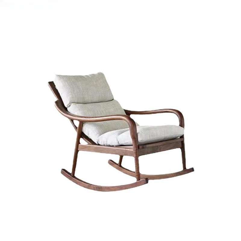 North American black walnut rocking chair Nordic, all solid wood living room single recliner household leisure lazy chair