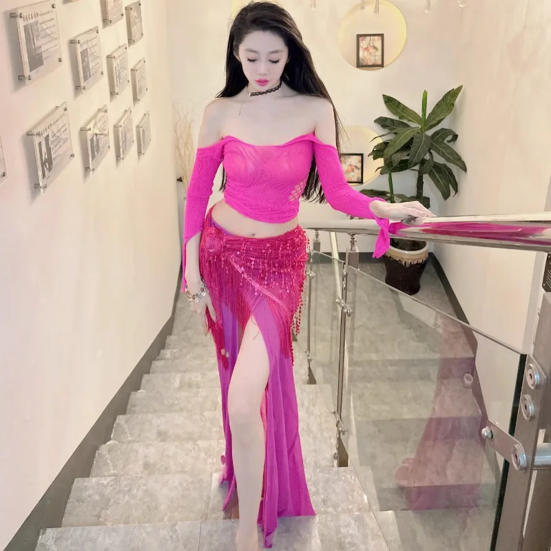 カスタマイズされたベリーダンス衣装 2025 新オリエンタルダンスハイエンド練習ドレスセクシーなオフショルダーパフォーマンスドレス初心者