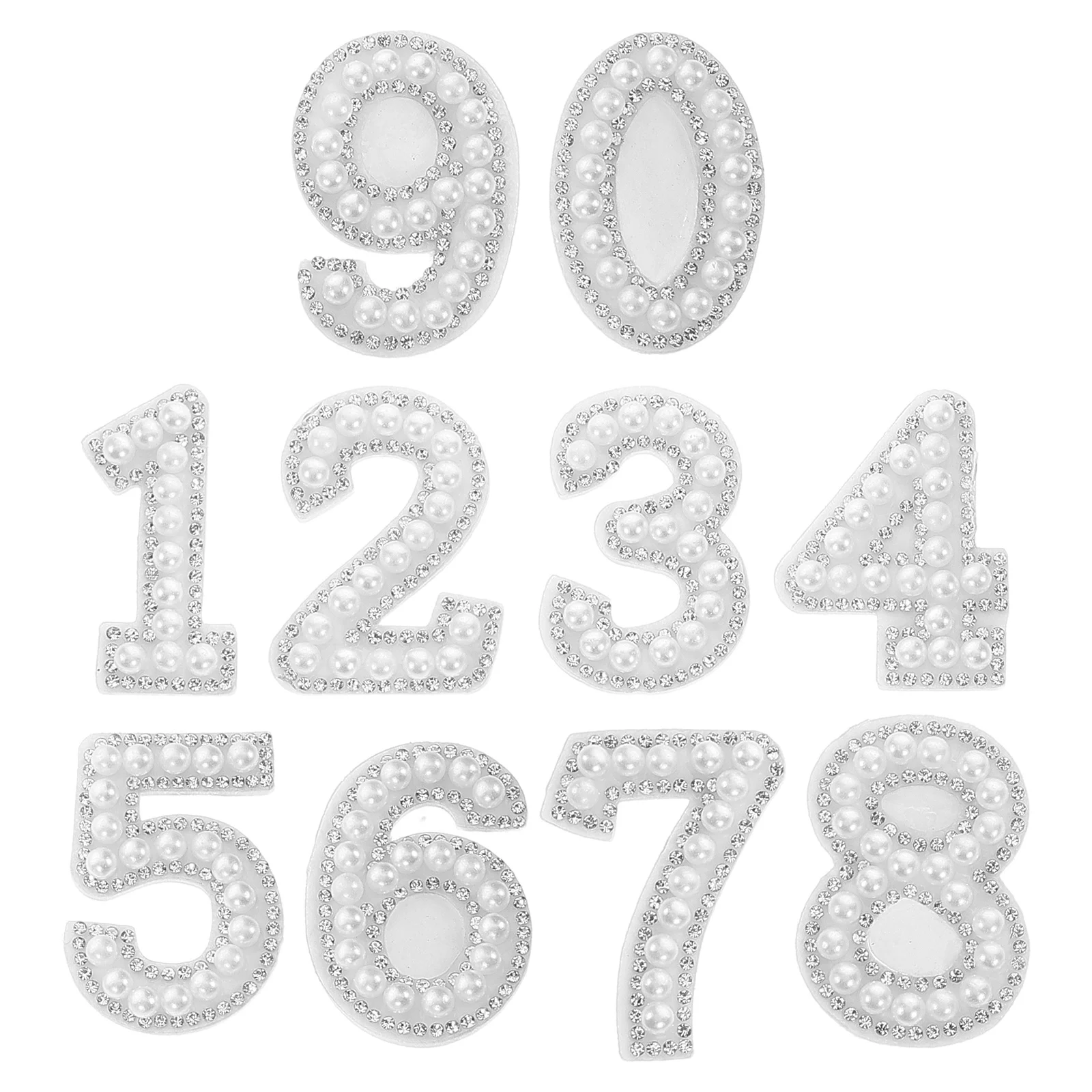 

10Pcs Imitation Pearl Number Rhinestone Stickers 0-9 Embroidery Applique for Clothes Shirts Backpacks Hats Jeans DIY Craft