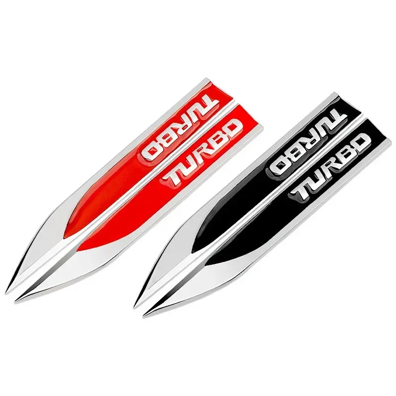 

2pcs x 3D Metal Turbo Logo Car Side Fender Blade Emblem Badge Sticker for Volkswagen Golf Honda Toyota Ford Mercedes Accessories