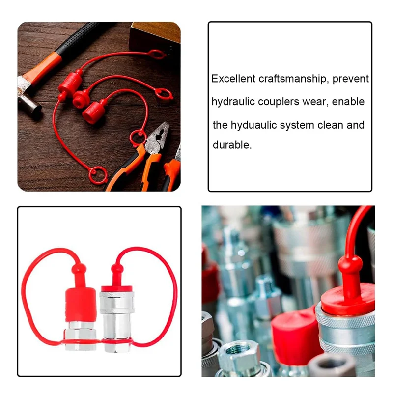 Bouchon anti-poussière mâle de couremplaçant rapide hydraulique ISO-B 1/4 et couvercle de prise femelle, convient au couremplaçant de déconnexions rapides hydrauliques