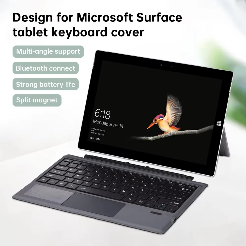 لوحة مفاتيح بلوتوث بإضاءة خلفية لجهاز Microsoft Surface Pro 3 4 5 6 7 لوحة مفاتيح لوحة التتبع اللاسلكية Teclado العربية البرتغالية الإسبانية