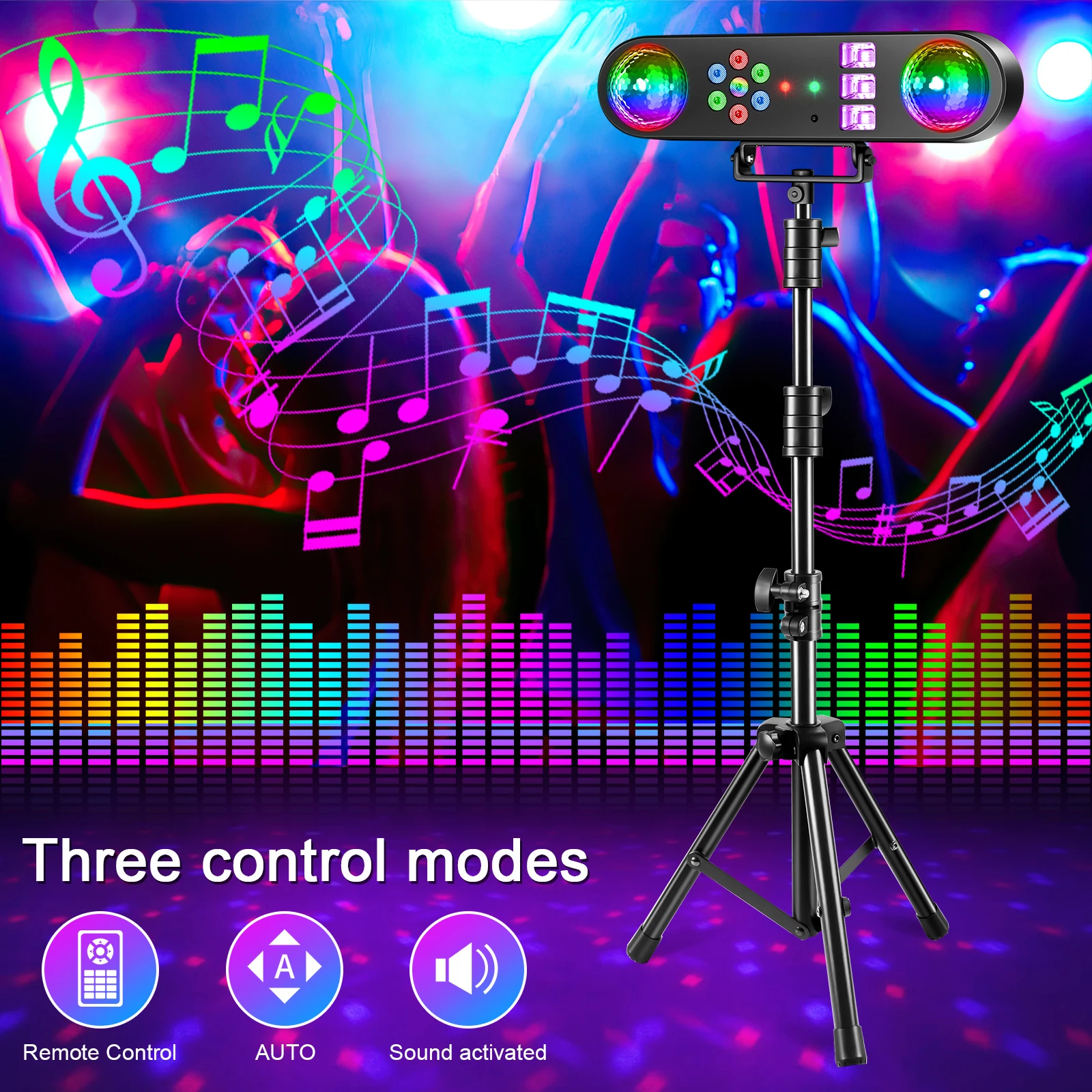 GEFENSI Mini 5IN1 Bracket Effect Light Remote Control Mobile Stage Light Sound Control Strobe Magic Ball Light For DJ Show Part