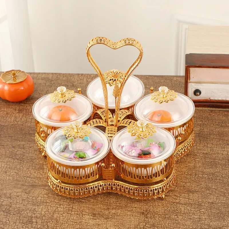 Modern Acrylic Fruit Plate With Lid Multi Tier Snack Tray For Living Room Tea Table Candy Dish European Style Home Decor