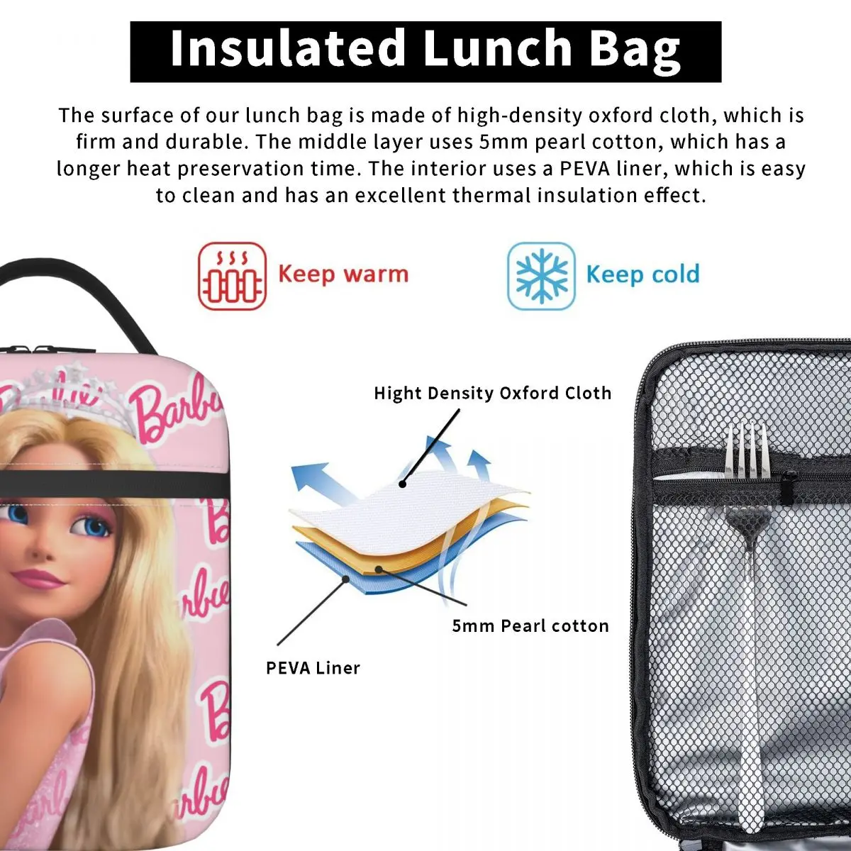 Unique Hand Bag Cute Barbie Multifunction Sanrio Barbie For Work Office Lunch Food Box Students