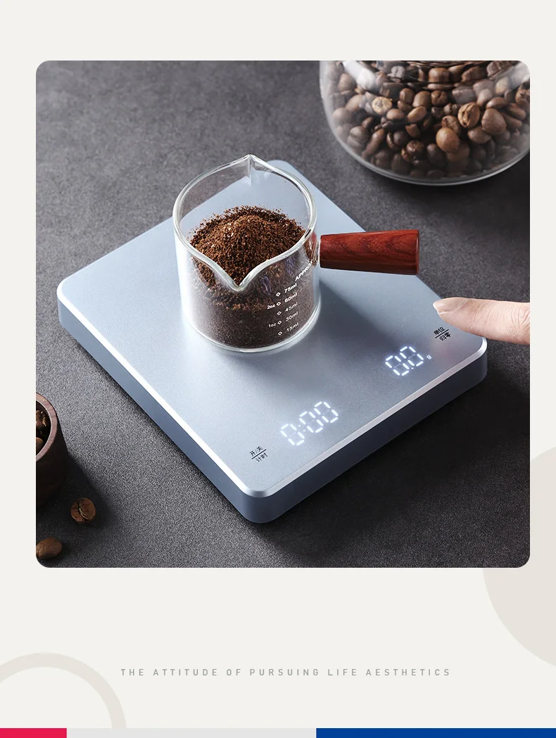 Bincoo Coffee Electronic Scale Italian Special Coffee Bean Weighing Intelligent Timing Coffee Tools and Appliances