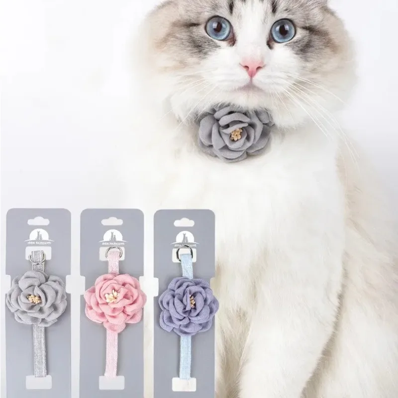 1PC Cat Collar with Cute Flower Adjustable Safety Buckle Cat Collar Necklace Pet Supplies Kitten Small Dog Puppy Pet Accessories