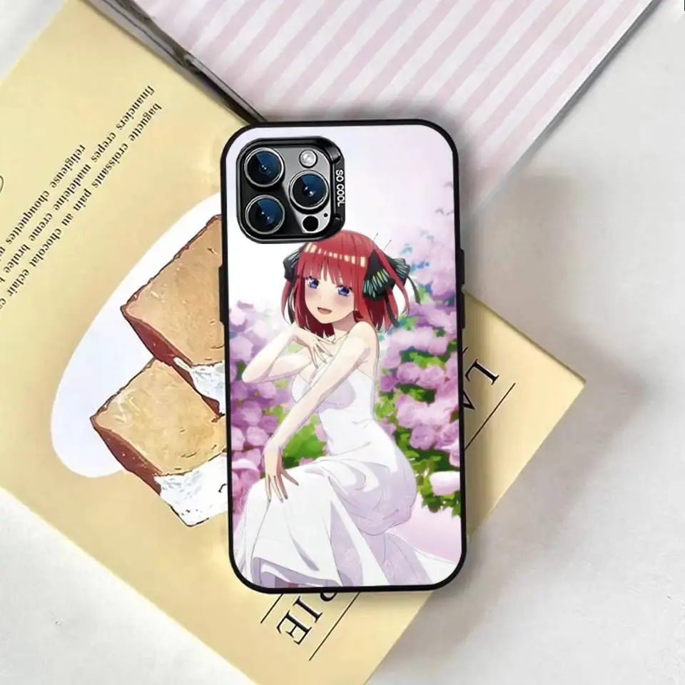 Funda de anime N-Nino N-Nakano para iPhone 17,16,15,14,13,12,11 Plus,Pro Max,XS, plateada por dentro 4