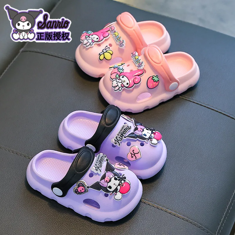 

Sanrio Hello Kitty Clogs Cartoon Garden Shoes EVA Soft-soled Anti-slip Outdoor Beach Sandals Indoor Kuromi Slippers for Girls