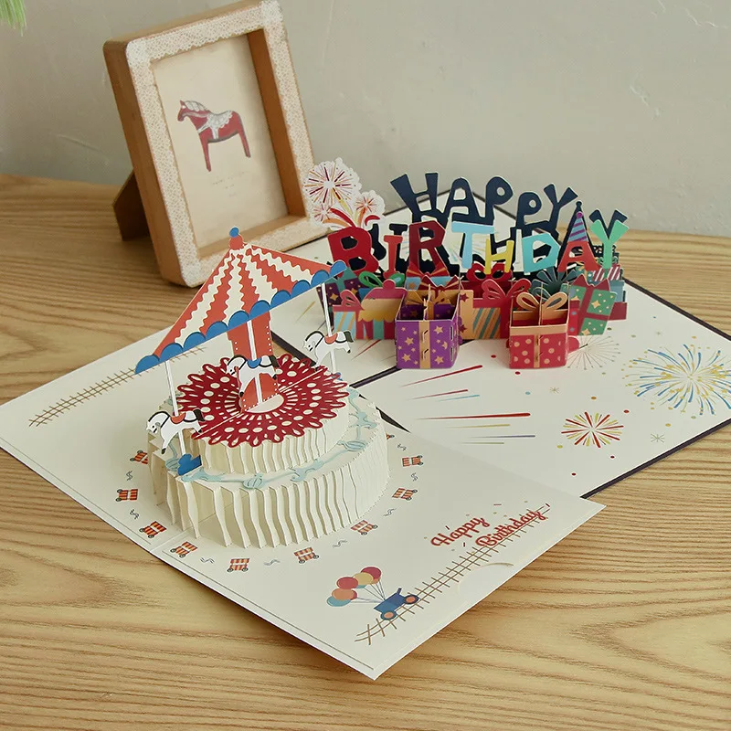 3D Pop-Up Geburtstagstorten-Grußkarten Einladungskarten für Jungen Mädchen Kinder Geschenk Dankeskarten Miniaturen Beste Wünsche Postkarte – Detail 9