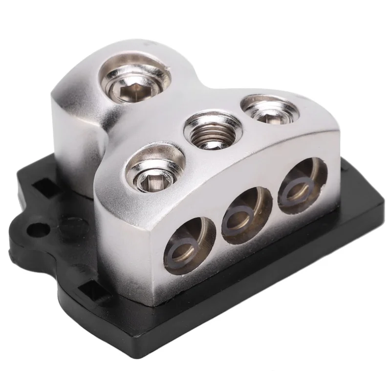 Zinc Alloy Fuse Holder Distribution Car Audio Power/Ground Cable Splitter Block 1 In 3 Out