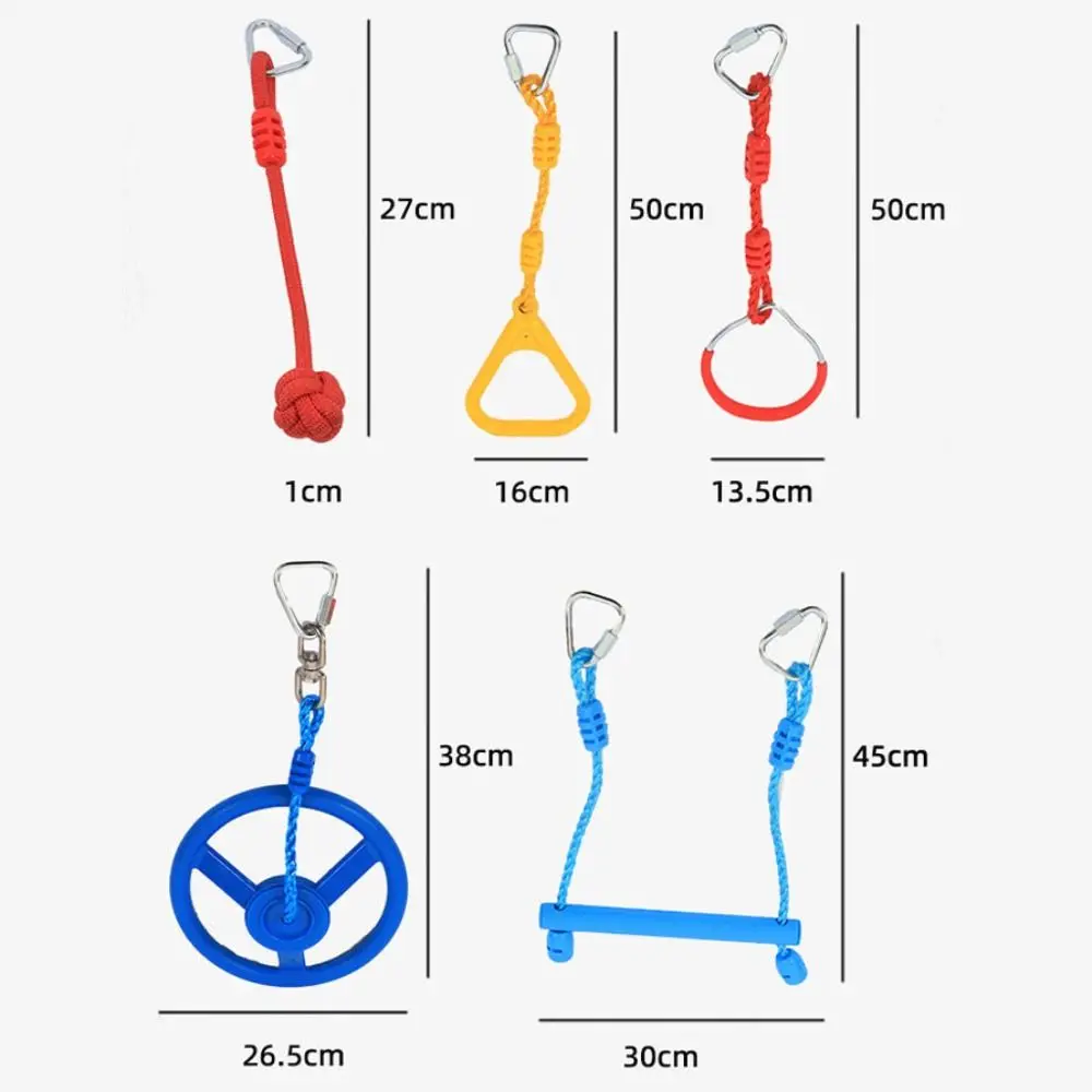 Aire de jeux intérieure suspendue, Kit de jeu en plein air, aire de jeux en corde, couleur aléatoire, anneau d'escalade, accessoires PP, barres de balançoire pour singe pour enfants
