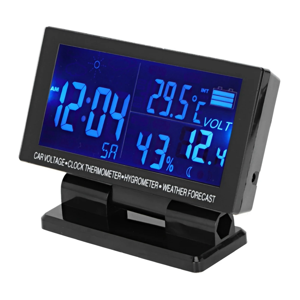 Digital Car Clock Car Thermometer Hygrometer Vehicle Voltmeter with Weather Forecast