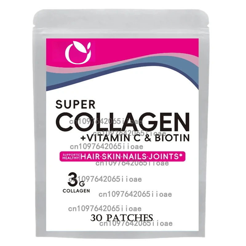 

Прозрачные пластиры с коллагеном типа с реавертролом, биотином, витамином С для кожи, волос, суставов, поддерживающие 30 пластырей