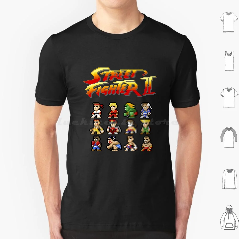 2 Characters Pixel Art T Shirt 6xl Cotton Cool Tee 2 Ii Blanka Ryu Ken Chun Li Sagat Balrog Dalshim Bison Vega Guile Zangief