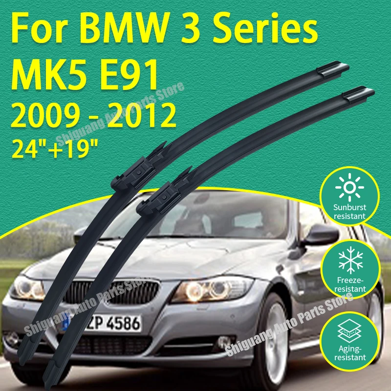 

Передние дворники с силиконовым покрытием для BMW 3 серии MK5 E91 2009-2012 24 "+ 19" автомобильные щетки стеклоочистителя аксессуары