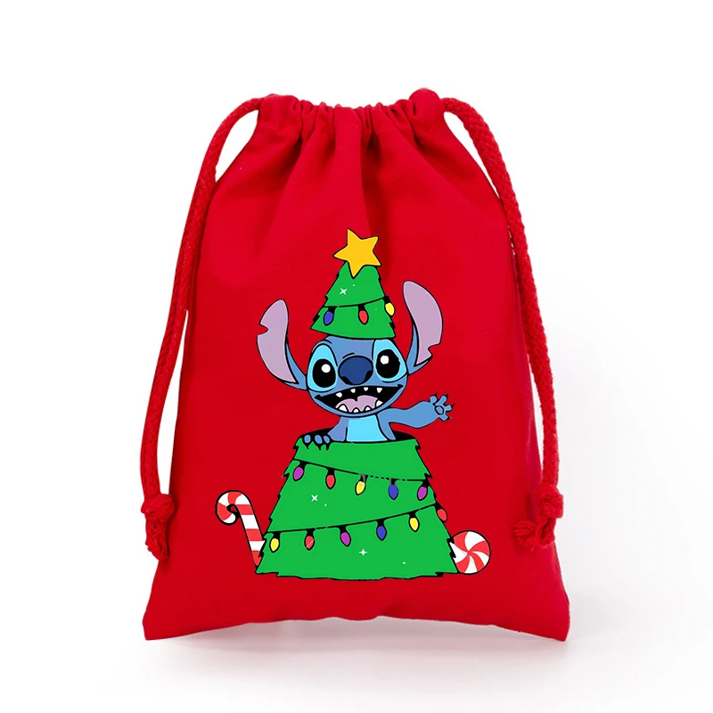 Stitch Christmas Gifts Bags Disney Anime Drawstring Pocket Xmas Tree Pendant Pouch Fashion Home Decoration Kids Gift Hot Sales