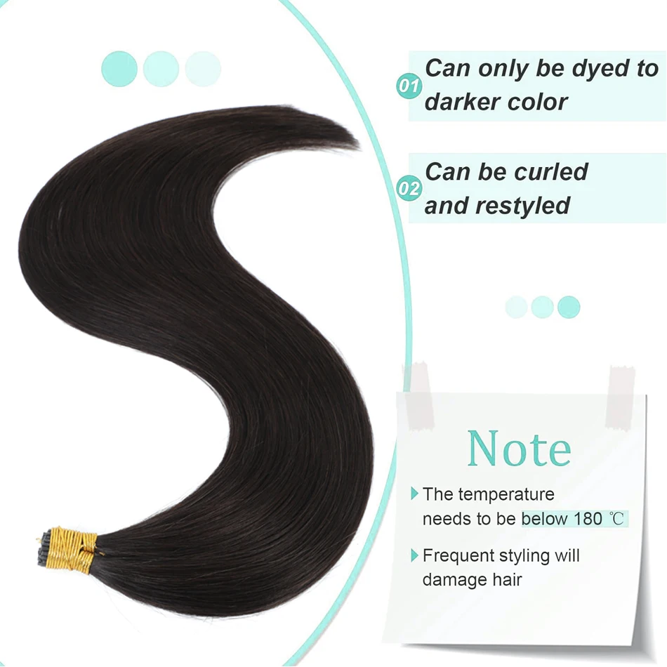 I Tip Hair Extensions Straight Human Fusion Hair Extension 50Strands Keratin Capsule Grey Natural Black Brown Color 16-22Inch