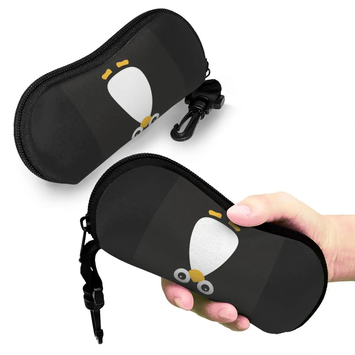 

Cute Vector Penguin Shell Glasses Case Portable Sunglasses Box Women Men Soft Eyeglasses Bag Pouch