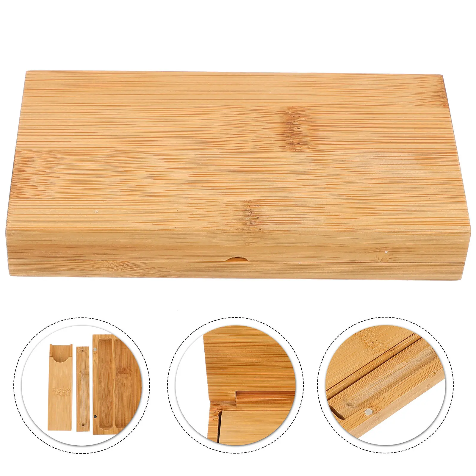 Natural Sandalwood Incense Container Premium Quality Dense Wood Visible Grain Polished Surface Portable Space Saving Incense