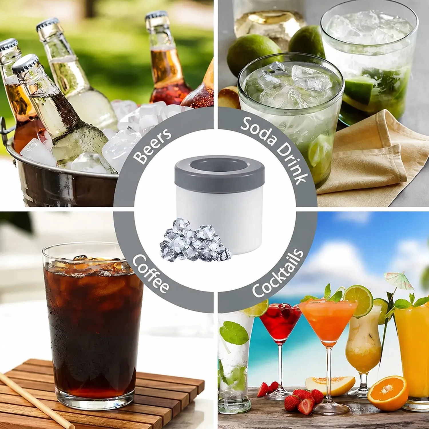 Food grade silicone cylindrical ice tray ice making mold for household kneading, ice storage box, ice cup, quick freezing (small