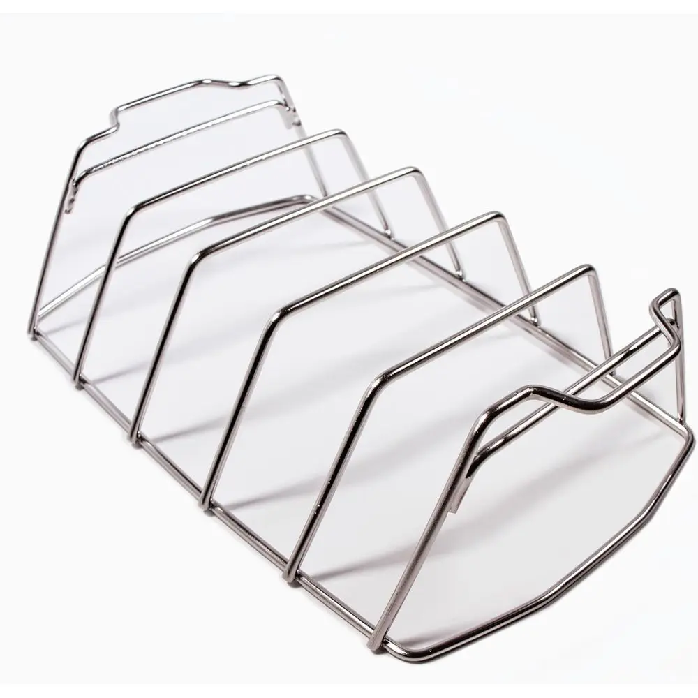 

SnS Grills Rib 'N Roast Reversible Rack – 304 StainlSteel, 2-in-1 Design Holds 5 Racks o Ribs or Large Roasts & Whole Chickens –