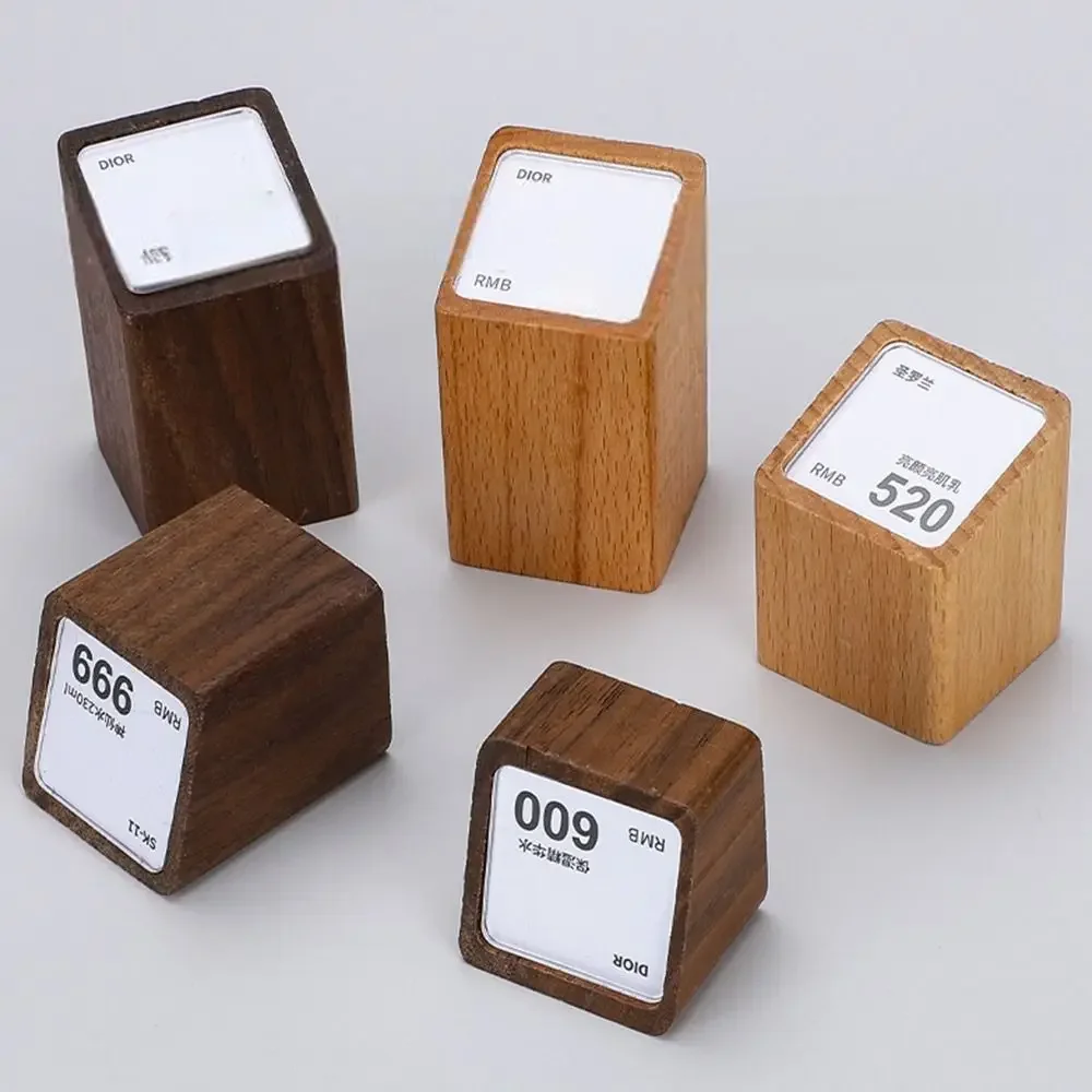 Multi-size Price Tag Holder Wood Base Acrylic Window Display Stand Sign Holder Price Labeling Rack Acrylic Label Stand