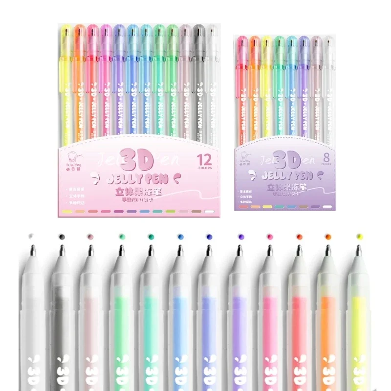 3D Jelly Pen Set Candy Color Gel Pens Art Supplies Point Marker Handwriting Pens For Writing for Coloring Book