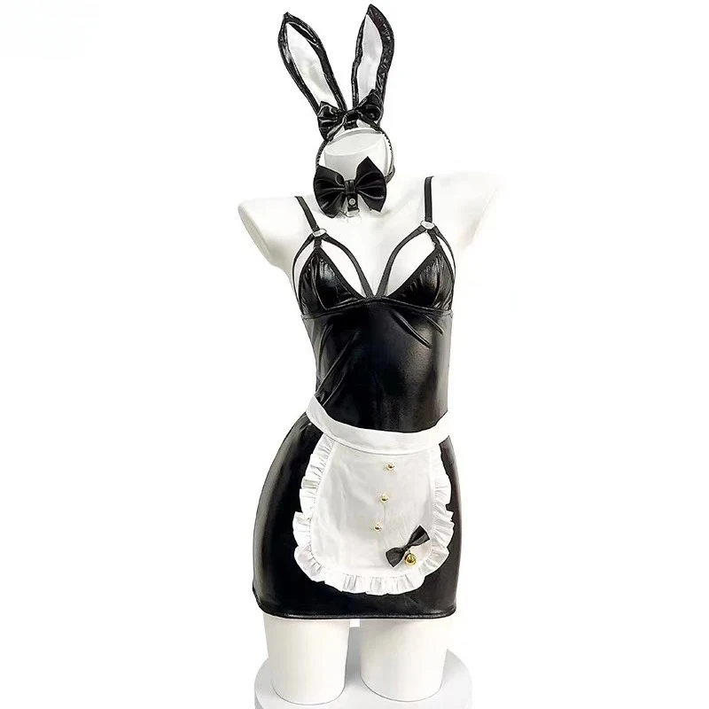 Sexy Bunny Suit Cosplay Bunny Girl Costumes Lovely Black Jumpsuit Halloween Costume Rabbit Ears Bunny Maid Costume for Women