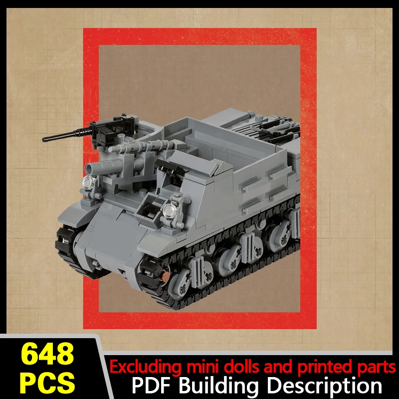 M7B1 105mm Howitzer Motor Carriage Model MOC Building Bricks War Equipment Modular Technology Gift Holiday Assemble Children Toy