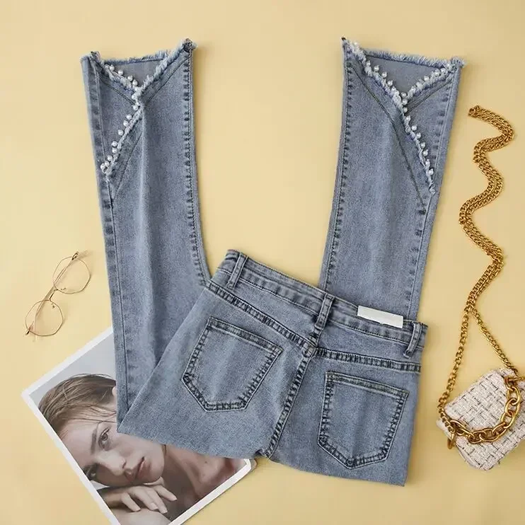 

New Micro flared pants women s new high waist Slim Fit Jeans in spring and summer